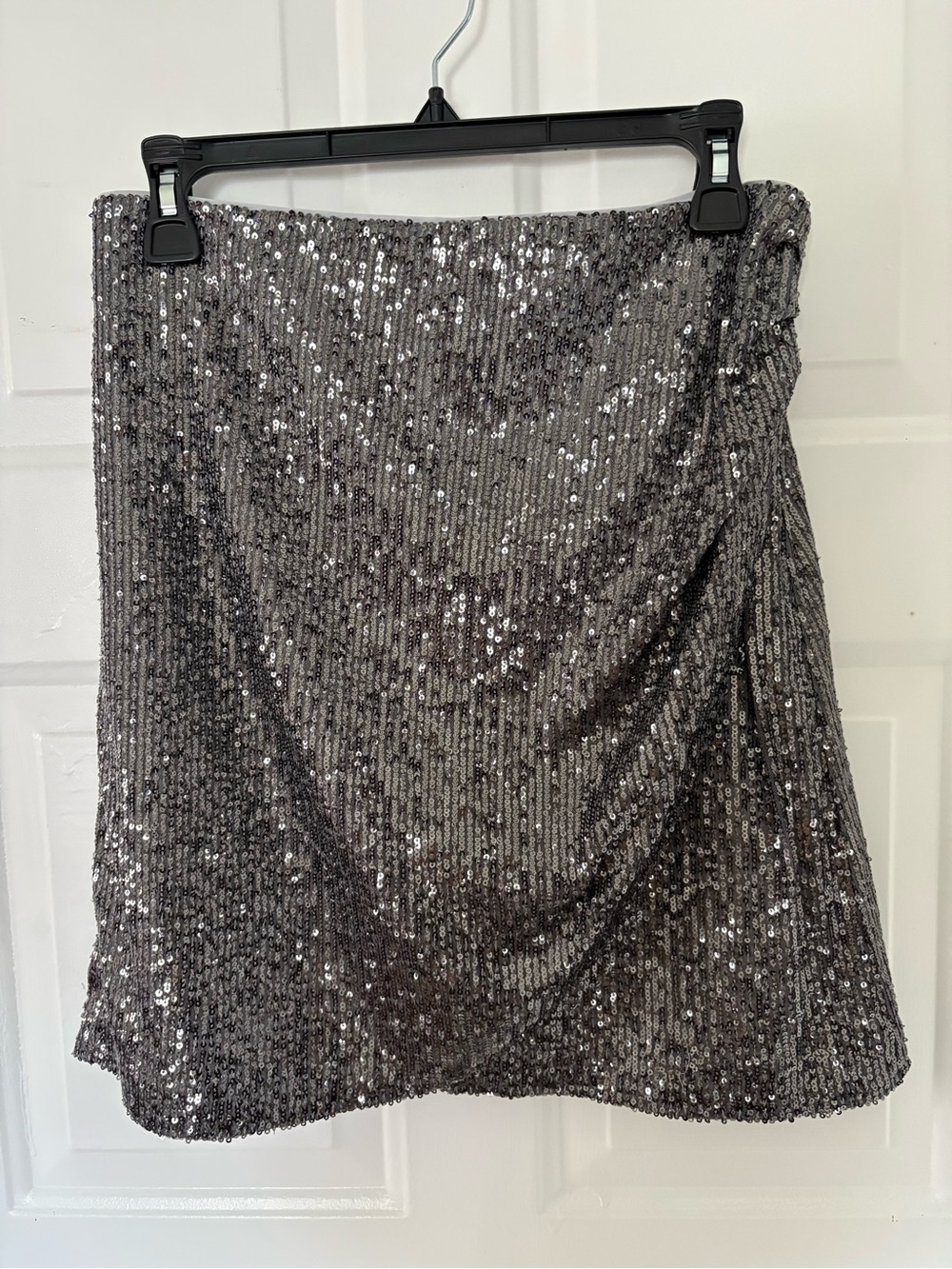 LOFT Silver Sequin Mini Skirt